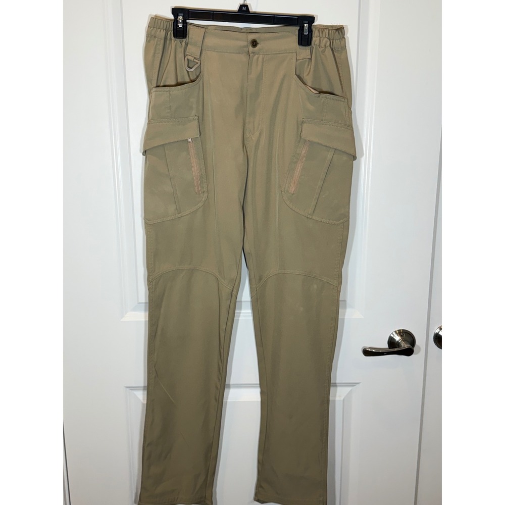Tactical Series Men's Khaki Cargo Pants Size L Reinforced Knee Multi-Pocket Tan